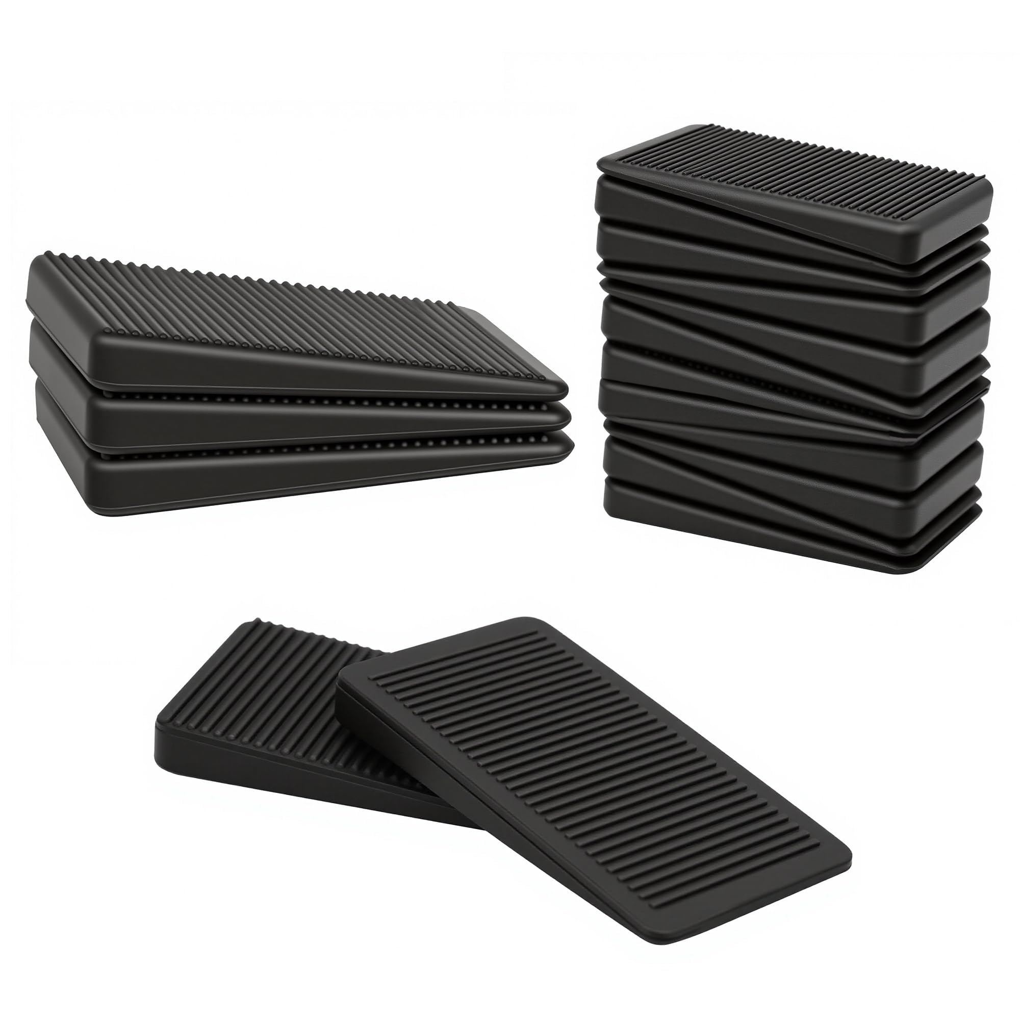 Furniture Levelers, Flexible Plastic Shims Furniture Leveling Wedge Shims Anti-Wobble Pad for Chair Table Couch Bed Toilet for Home Improvement (Black, 12 Pack)