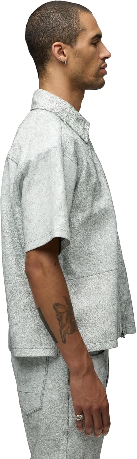 HUDSON Mens Short Sleeve Zip Up Shirt - Image 2