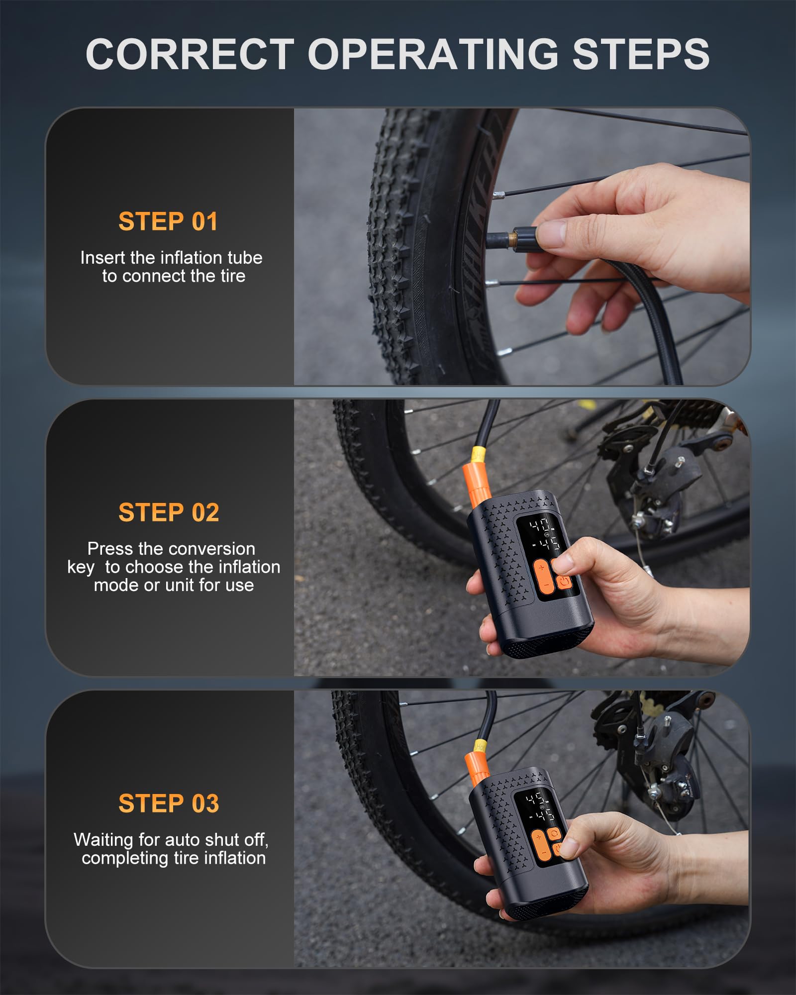 Electric Bike Pump, 160PSI Mini Bike Tire Pump, 4X Fast Bicycle Pump with Digital Pressure Gauge, Bike Air Pump for Mountain Bike, Moto, Car and Balls