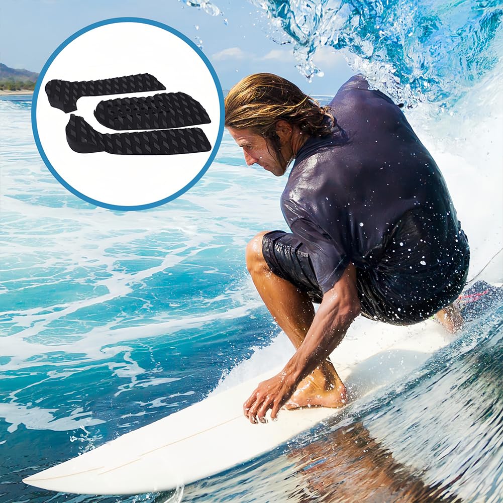 Joyzan Surf Pad Tavola, Antiscivolo Traction Grip Front Deck Trazione da Coda Anteriore Cuscinetti Tappetino Tavole Tailpad Premium Adesivo Longboard Shortboard Fish Board Skimboard Accessorio, Nera