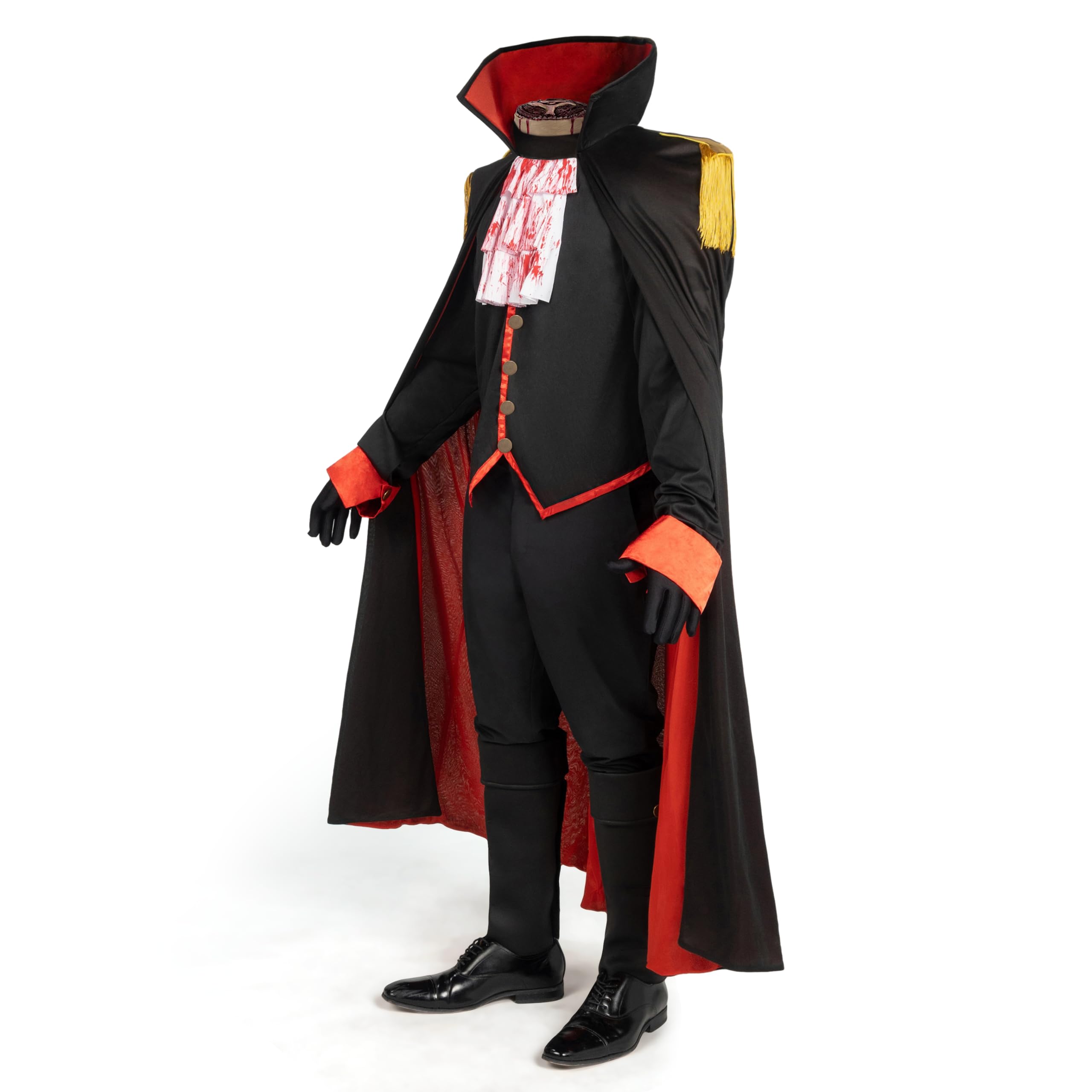 Spooktacular Creations - Disfraz de jinete sin cabeza para adulto, incluye chaleco con capa, capucha, fundas para botas, guantes para hombre