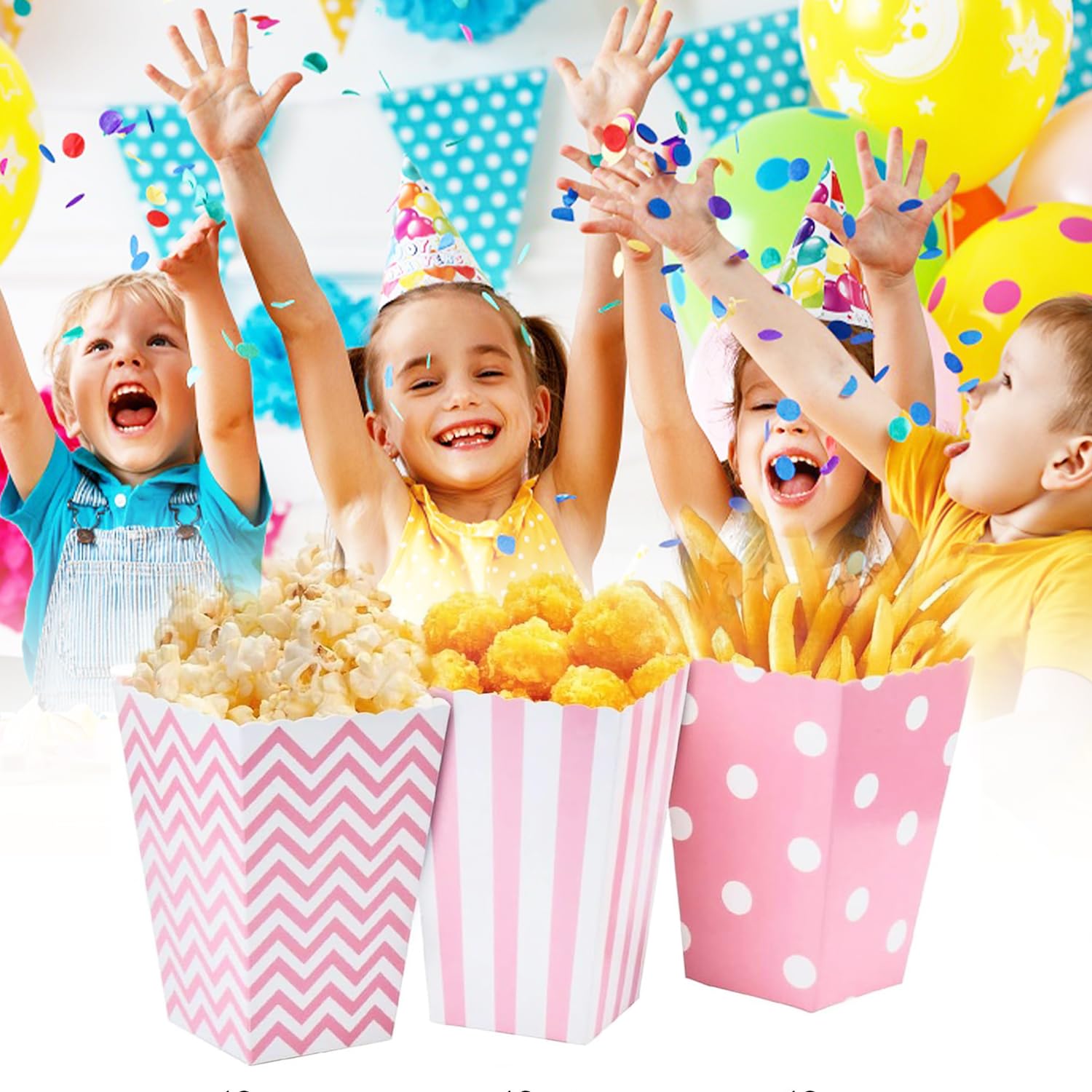 50 Pezzi Sacchetti Pop Corn 18x9cm, Scatola di Popcorn Retro