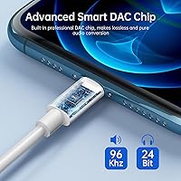 Vista 4 de [Certificado MFi de Apple] Adaptador de conector de auriculares C a 0.138 in, convertidor de conector de auriculares para iPhone, compatible