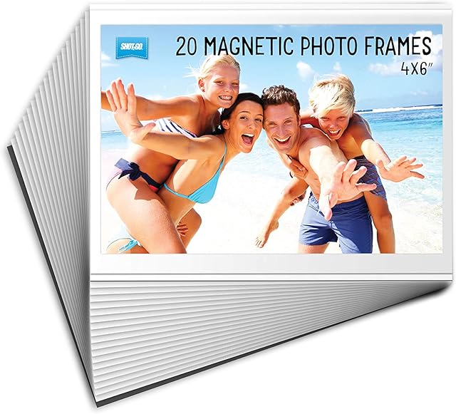 Shot2go Pack of 20 Magnetic Photo Fridge Frame Pockets Clear 4x6