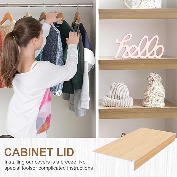 Wire Shelf Cover 24 x 24 inch, 6 Pcs Faux Oak Wood Shelf Covers for Wire Shelving, 3 in High Wire Rack Covers for Shelves, Waterproof PVC Shelf Cover for Pantry Kitchen Closet Bathroom Office
