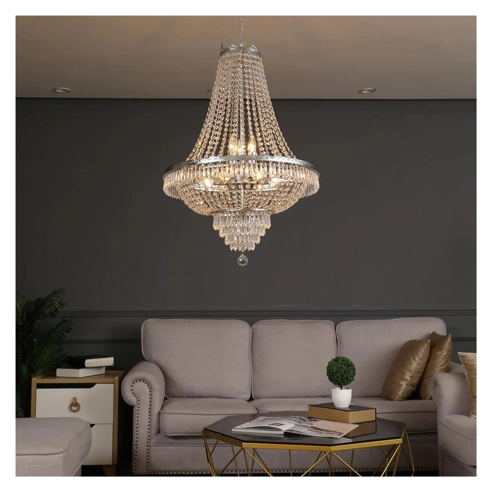KXEcoLife Postmodern Chandelier Led Pendant Light Luxury Living Room Crystal Hotel Lobby Villa Ceiling Staircase
