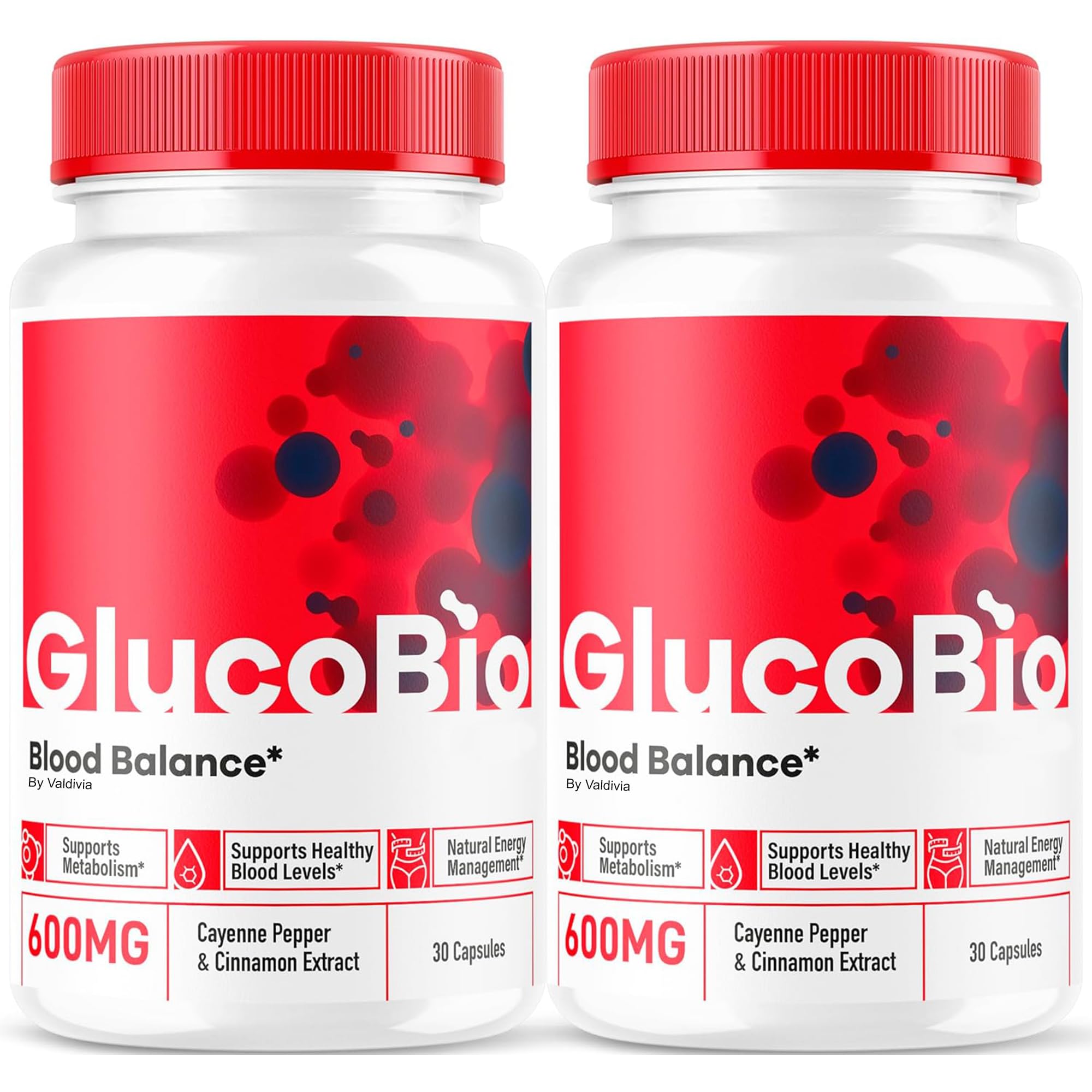Valdivia (2 Pack) GlucoBio Capsules - Official Gluco Bio Support Capsules, Advanced Valdivia GlucoBio Capsules – Dietary Supplement - 30 Capsules