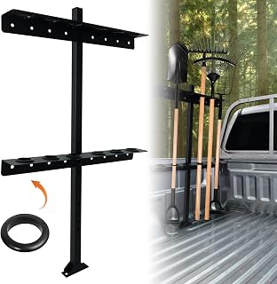 MEWSDEN Trailer Tool Rack Shovel Holder for Lawn Equipment - 6-Hole Landscape Rack with Rubber Grommets for Open Trailers
