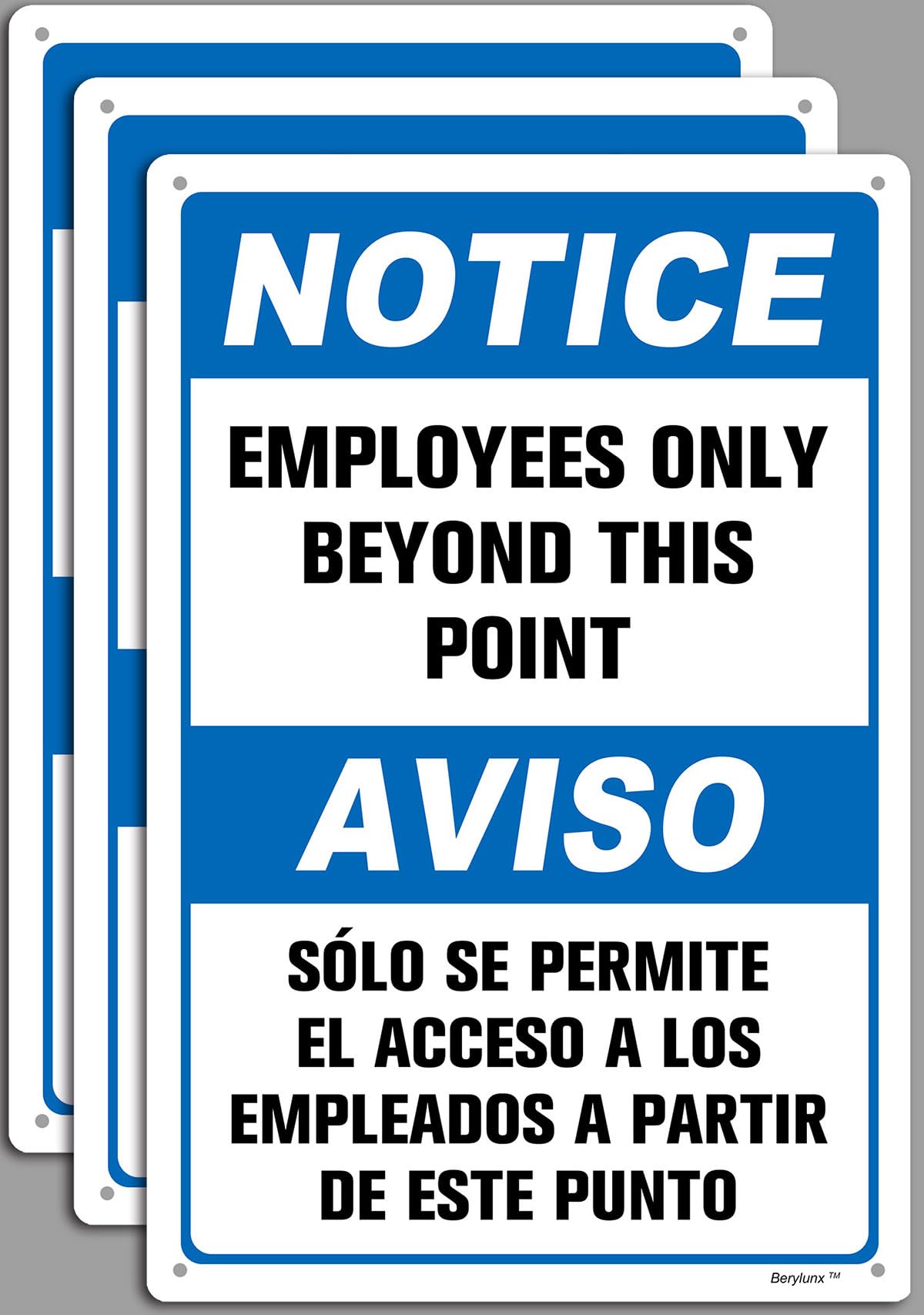 3 Pack 8" x 12" Warning Sign Employees Only Beyond This Point Notice Signs