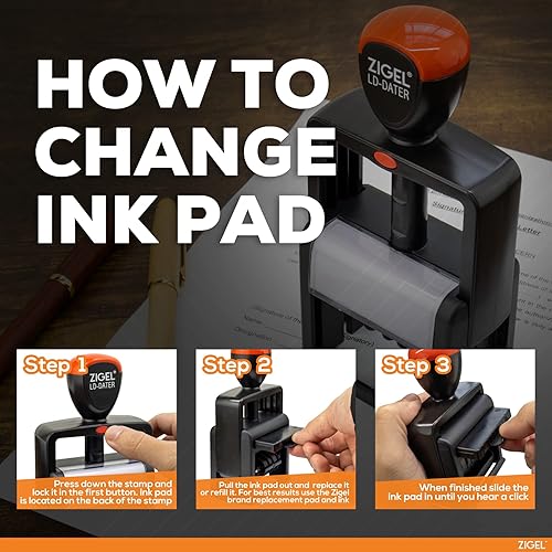 Miniatura 6 de ZIGEL Sello de fecha autoentintado estilo resistente, tamaño profesional de fecha grande (LD56), tinta azul