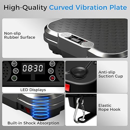 Miniatura 4 de AoraPulse Máquina de ejercicios con placa de vibración, placa de vibración para pérdida de peso de drenaje linfático, capacidad de 400 libras,