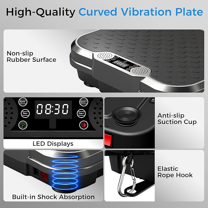 Plataforma Vibratoria para Ejercicio AoraPulse Negro miniatura 4
