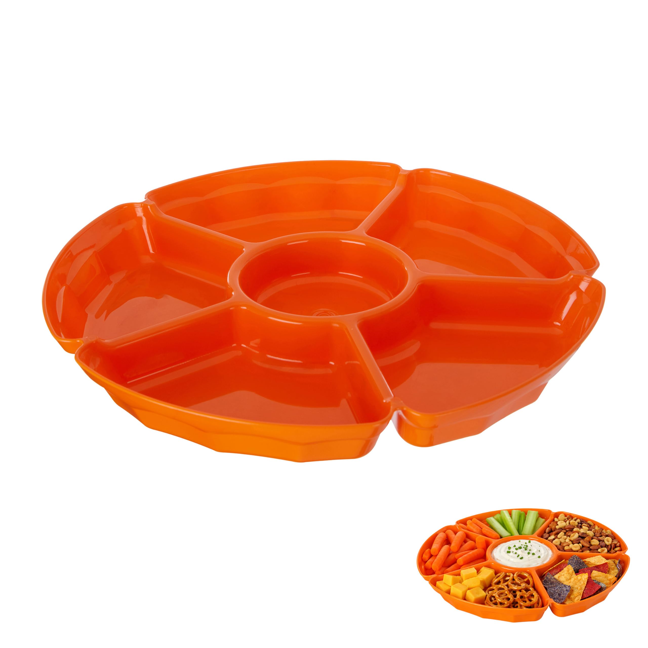 Premier Housewares 6 Section Snack & Dip Dish - Orange - Plastic