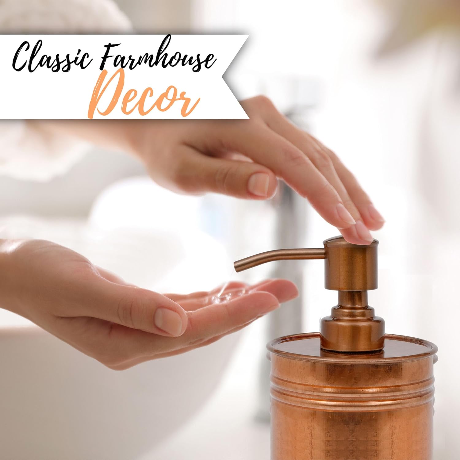 Rustic Copper Farmhouse Soap Dispenser with Stainless Steel Pump