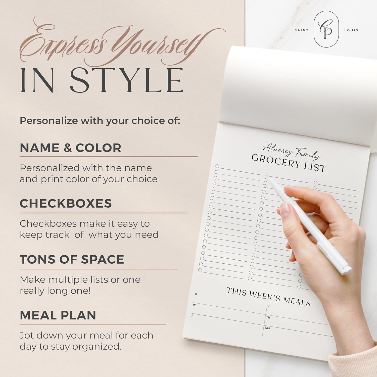 Personalized Stationery Notepads for Women & Men 50 Sheets, 8"x10" Tear-Off Custom Notepad, Personalized Notepads with Name Custom Stationery Note Pad for Daily Meal Plan Check - Grocery List Pad
