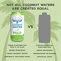 Vista 5 de C2O - Agua de coco con pulpa (paquete de 24, 3 cajas de 8) - Hecha con agua de coco fresca - Agua enlatada a base de plantas, sin OGM - Hidratación