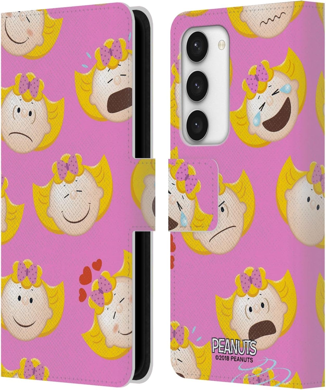 Head Case Designs Officially Licensed Peanuts Sally Brown Character Patterns Leather Wallet Case Compatible with Samsung Galaxy S23 5G