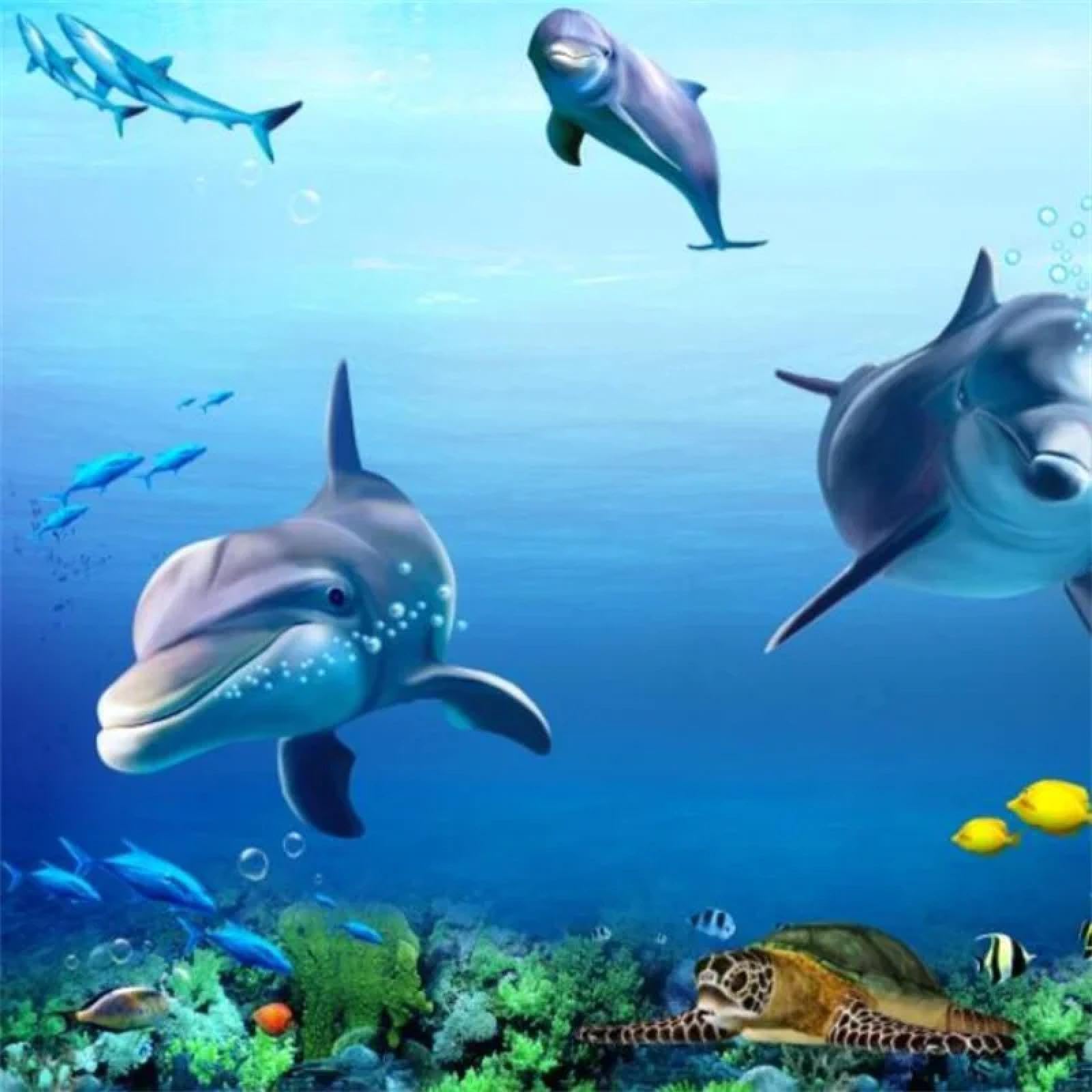 Stickers muraux 3D poisson monde sous-marin pour carrelage autocollant