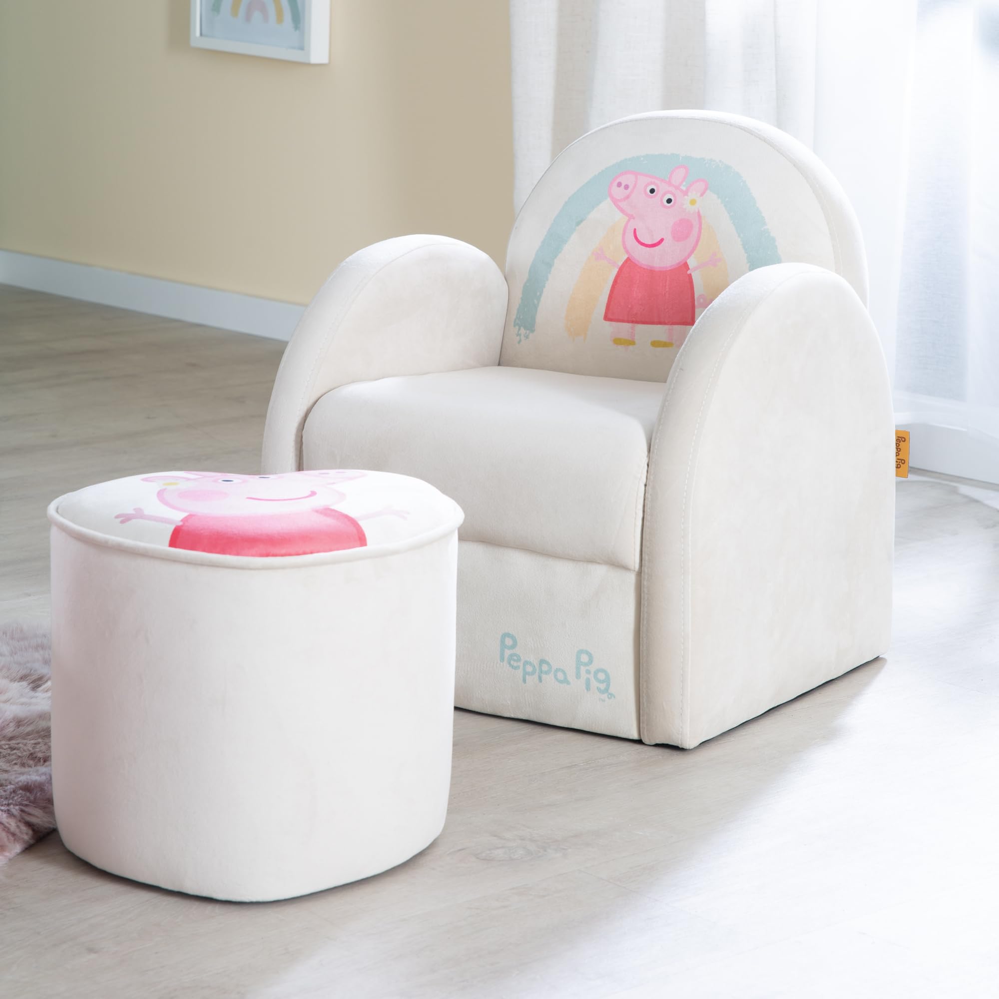 roba Fauteuil Bébé Peppa Pig Velours 50x44x45 cm Beige Motif Truie