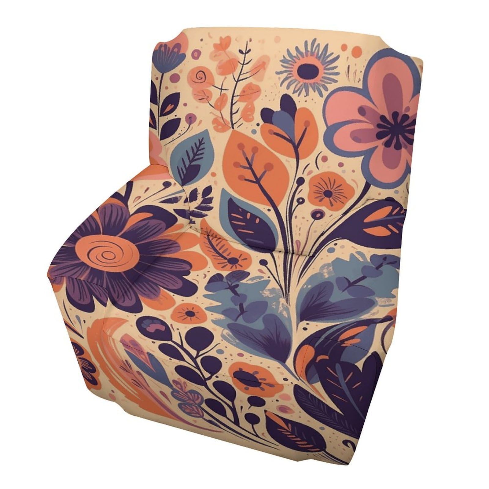 Fekiloot Style Orange And Purple Flowers Couch Cover Sofa Cover Sofa Slipcover