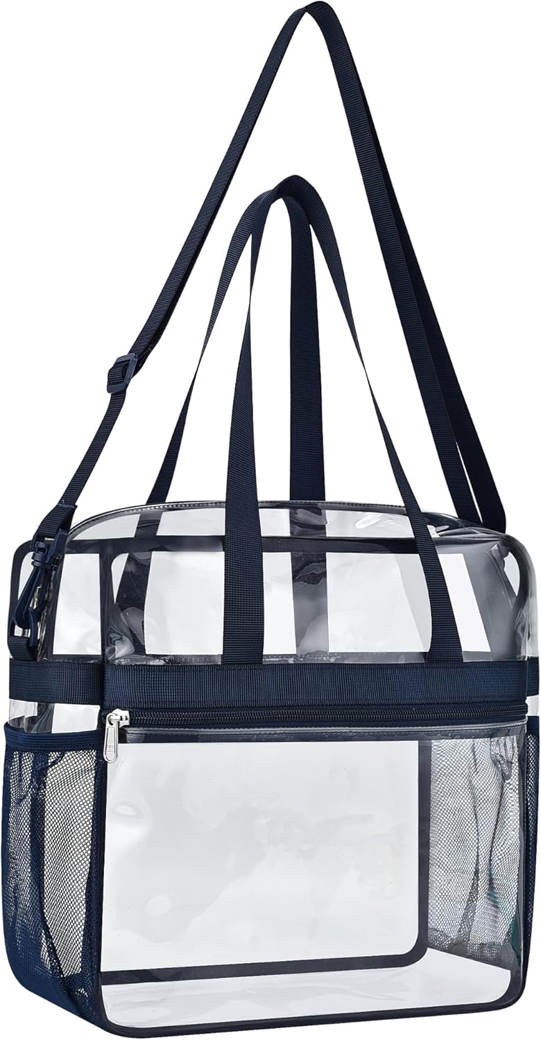 Paxiland Clear Bag for Stadium Events 12x6x12 inches, Clear Tote Bag with Reinforced Strap, Clear HandBag for Sports Concert