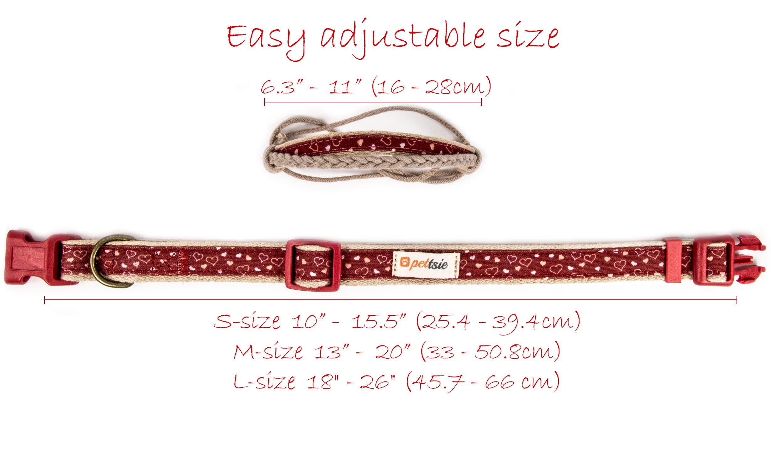 Pettsie Bandana pour Chien avec Collier et Bracelet d'amitié, Tailles réglables S, M et L, Foulard Bandana Amovible, Coffret Cadeau Inclus, pour Les Amoureux des Chiens, S, Rouge