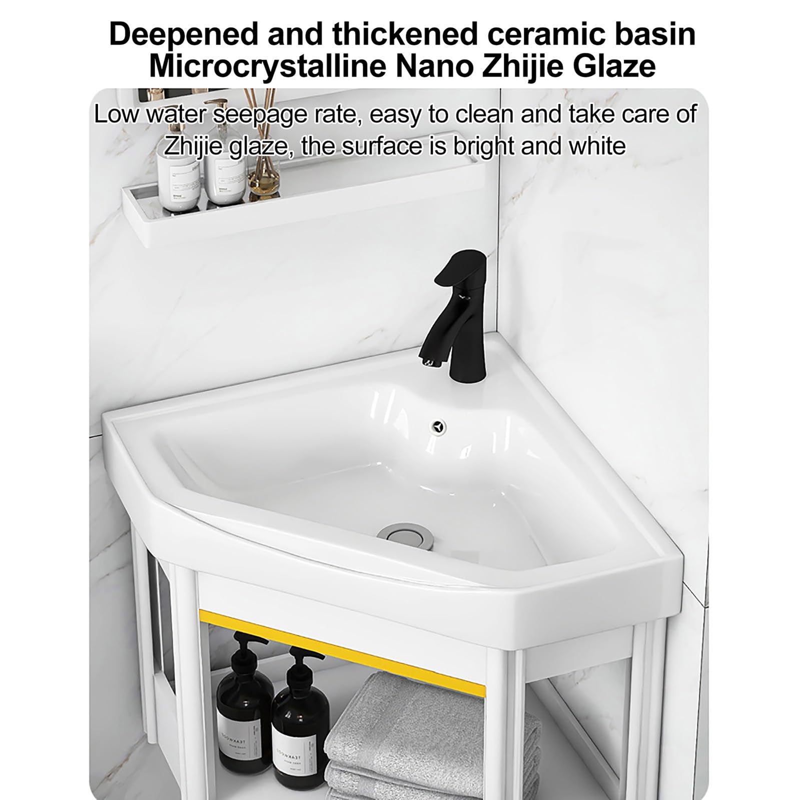 Lavabo Blanc, Petit Lavabo pour Salle De Bain, Lavabo D'Angle Mural, Petit Lavabo Salle de Bain D'Angle Mural et Robinet Combiné, pour Petit Espace, avec Drain, Barre à Serviettes ( Color : B , Size :