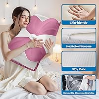 Vista 6 de CloudBliss Almohada cervical de espuma viscoelástica para cuello y hombro, almohada de apoyo de contorno del cuello con funda de enfriamiento