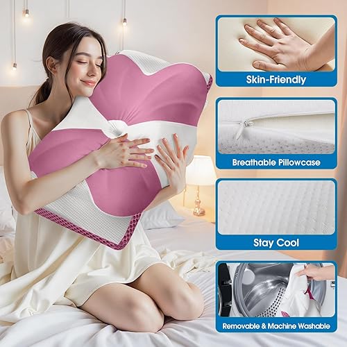 Miniatura 6 de CloudBliss Almohada cervical de espuma viscoelástica para cuello y hombros, almohada de apoyo de contorno del cuello con funda de enfriamiento,