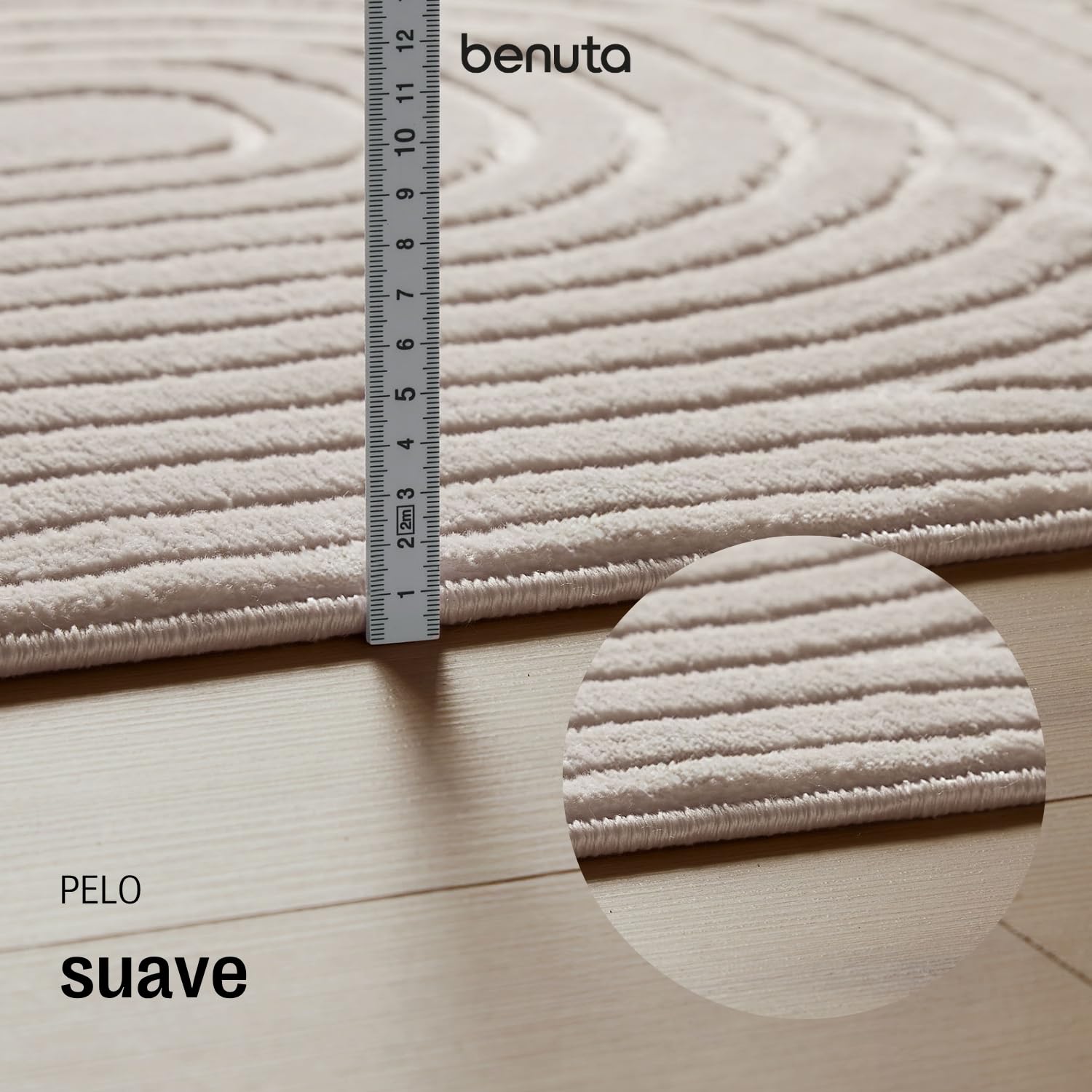 benuta Basic Alfombra Salon Claire - Crema 160x230 cm - Minimalista para Dormitorio, Sala de Estar en Estilo Retro geométrico - Fácil de Limpiar - Apta para Suelos radiantes