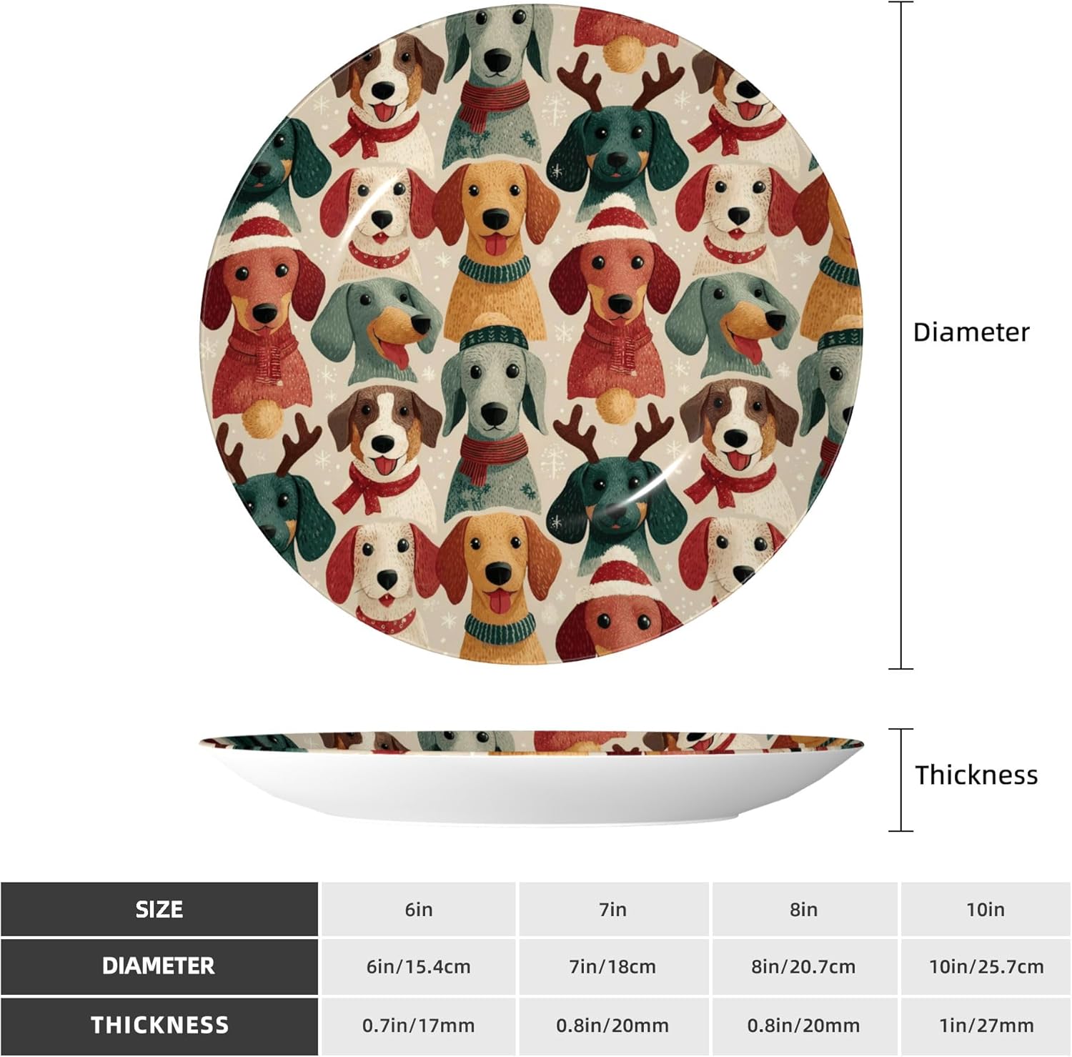 Decorative Plate Ceramic Plate for Wall Hanging 10in Accent Plate for Office Living Room Hallway Table Decor - Christmas Dachshund3