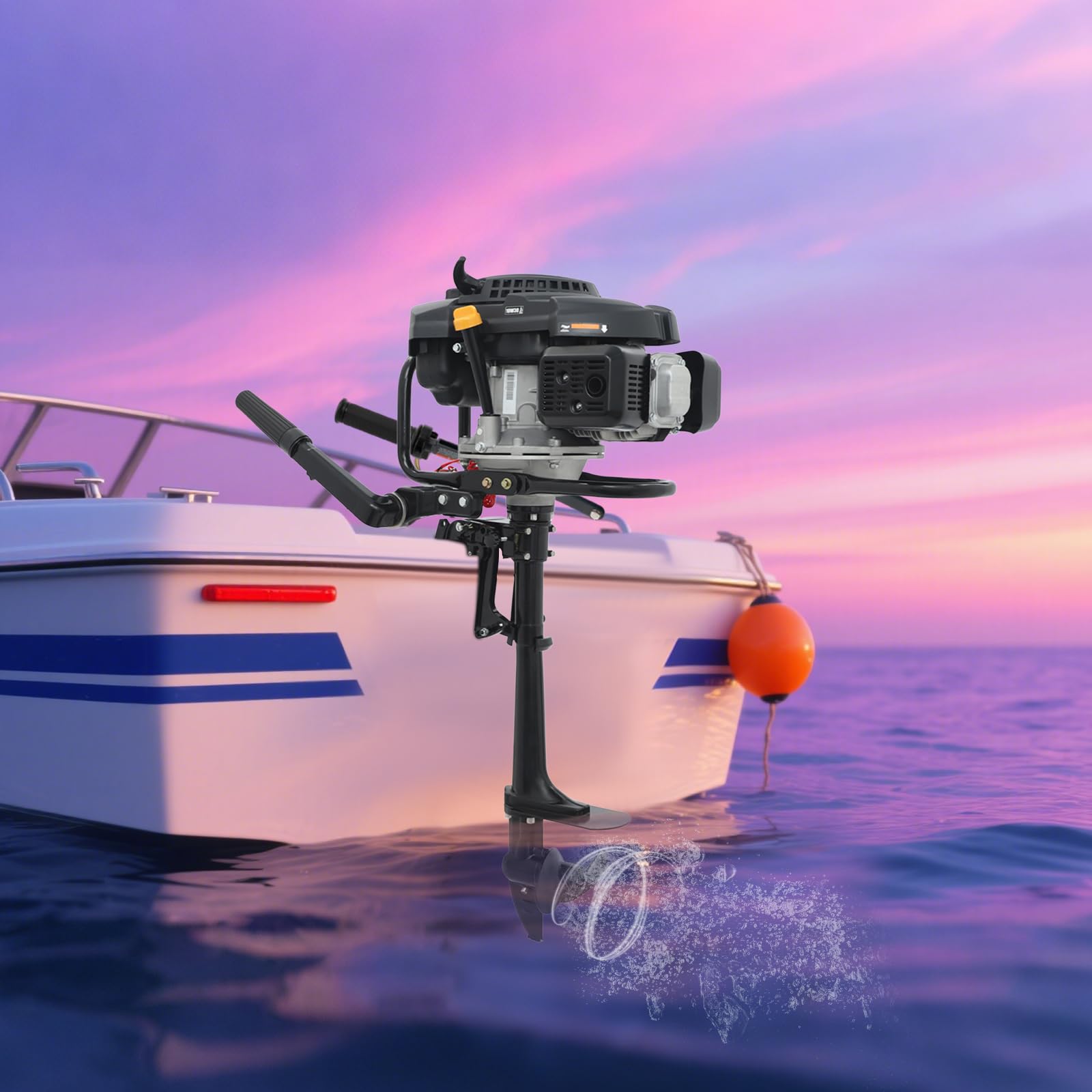 Motor fueraborda de 4 tiempos, 9 HP 3600 RPM, motor fueraborda de gasolina con CDI y Refrigeración por aire, motores fueraborda de 224 cc para barcos, motor para botes inflables, barcos de pesca