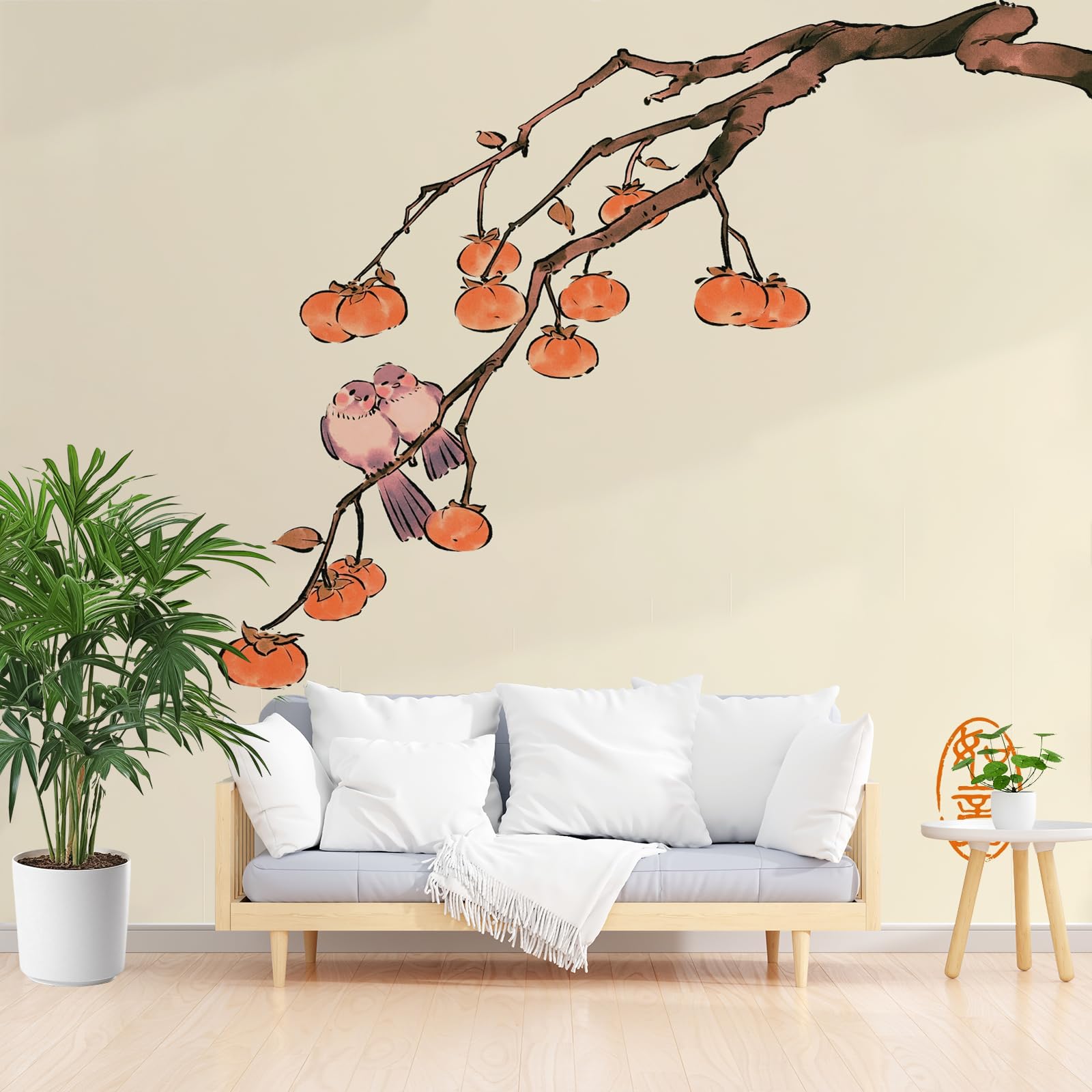 Papier Peint Panoramique Arbre Jaune pour Illuminer un Grand Mur