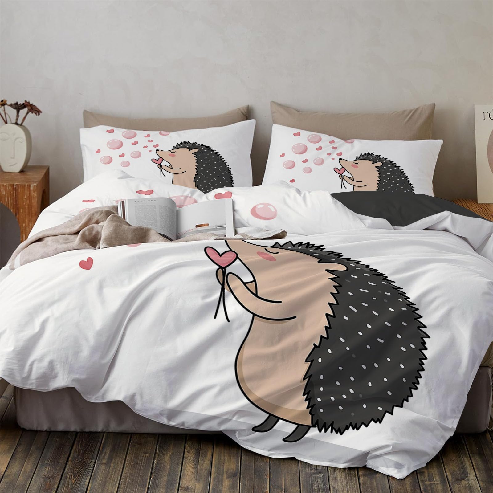 Parure de lit enfant motif hérisson mignon 220x240 pour illuminer la chambre des petits