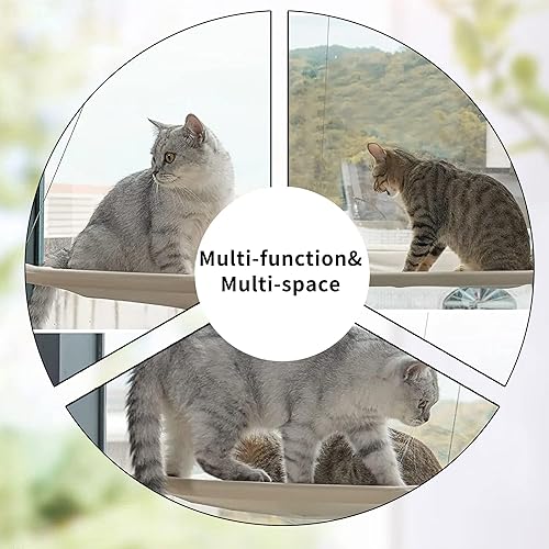 Miniatura 7 de Hamaca para gatos, hamaca para ventana de gato, estante para asiento de cama para gatos de interior, asiento de descanso de seguridad con capacidad