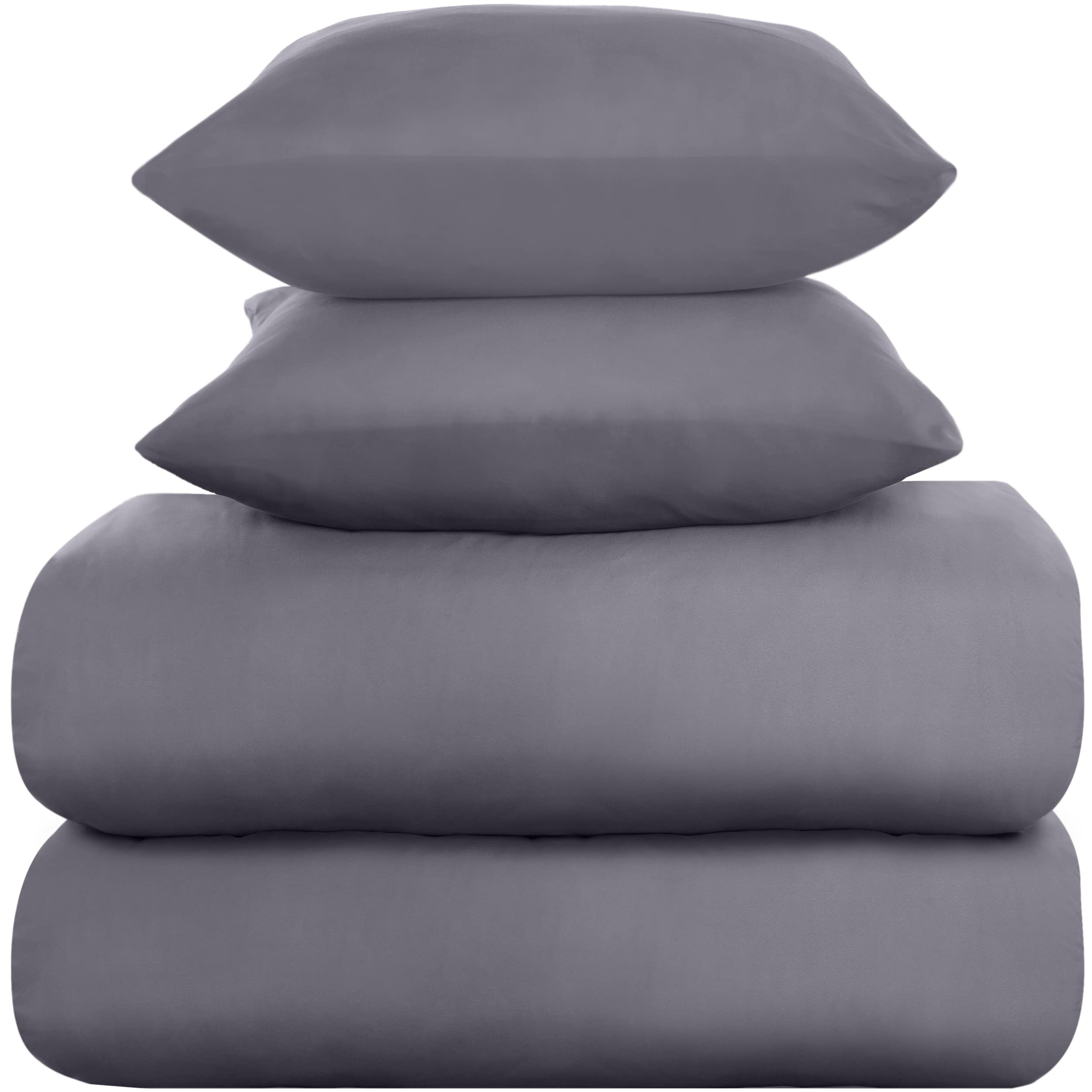 Utopia Bedding Copripiumino Una Piazza e Mezza - Microfibra Copripiumino 2 x 135x200cm + 2 x Federe 80x80cm - Grigio