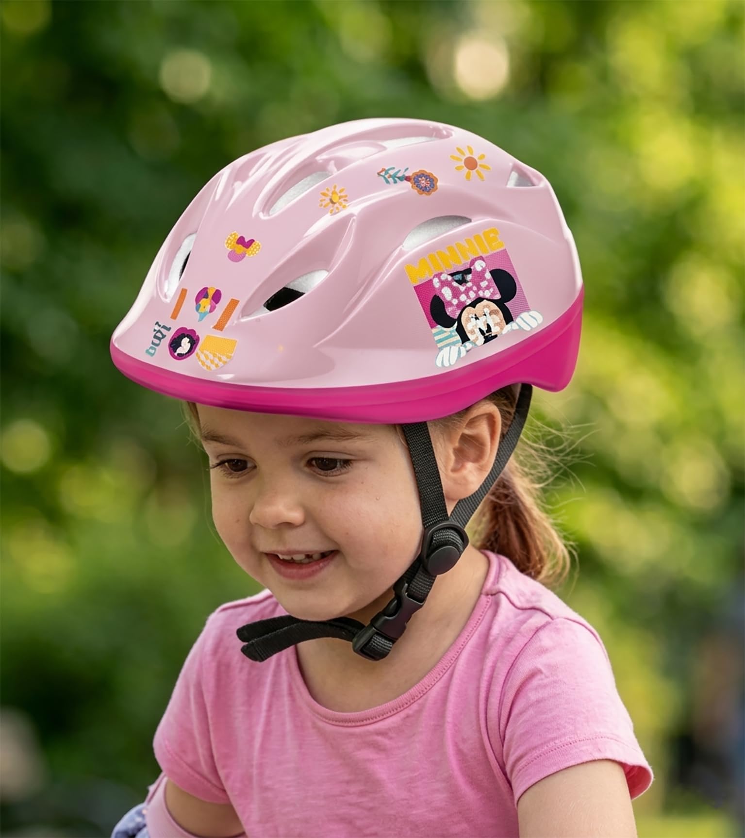 Mondo CASCHETTO-28747, Toys-Minnie Disney Helmet Casco de protección Ajustable de 52 a 56 cm para Bicicletas, patinetes, monopatín niña, Multicolor, Talla única