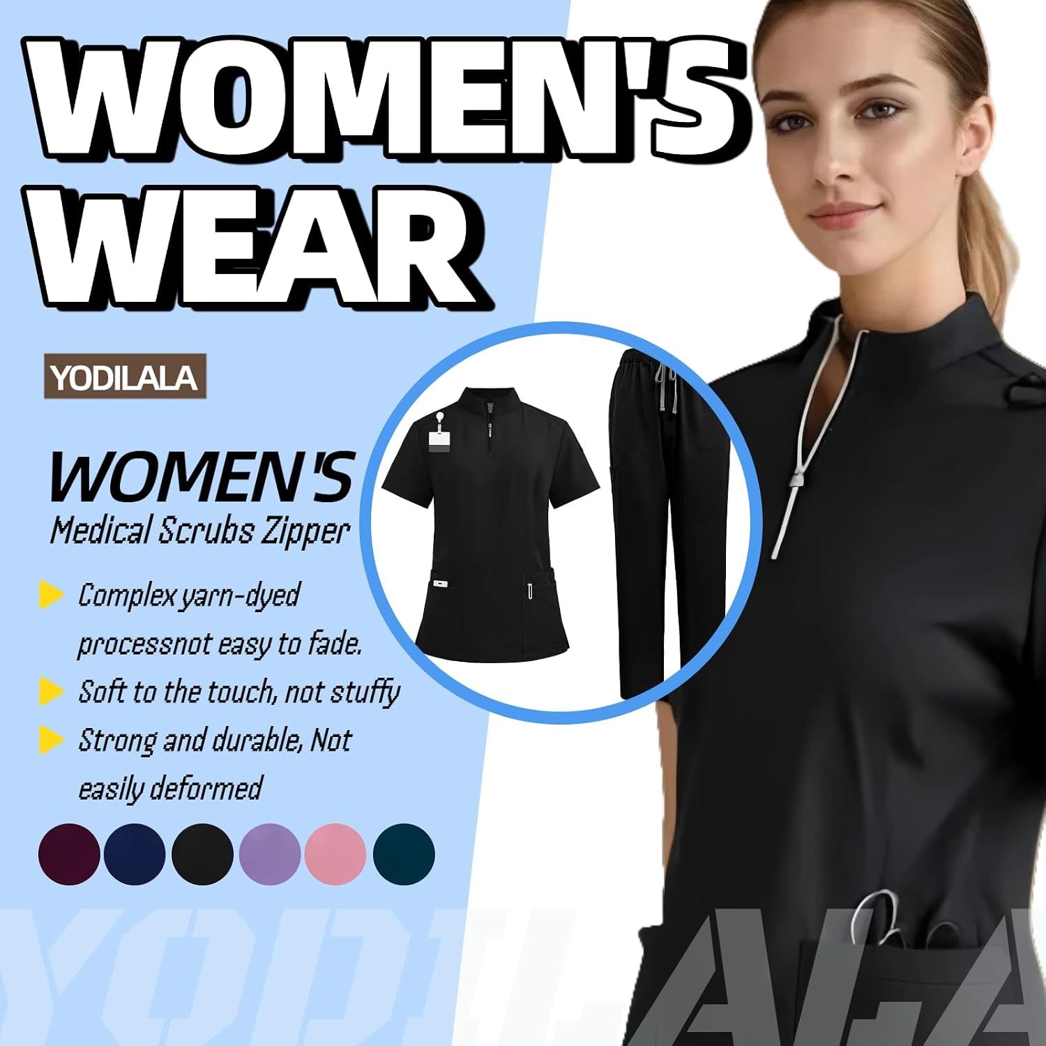 Yodilala Unisex Scrubs Medical Uniform Set Nurse uniforms set womens scrub sets Multi-Pockets