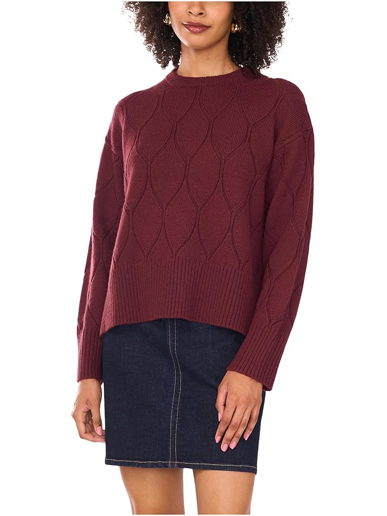 Burgundy Vince Camuto Long Sleeve Crew Neck