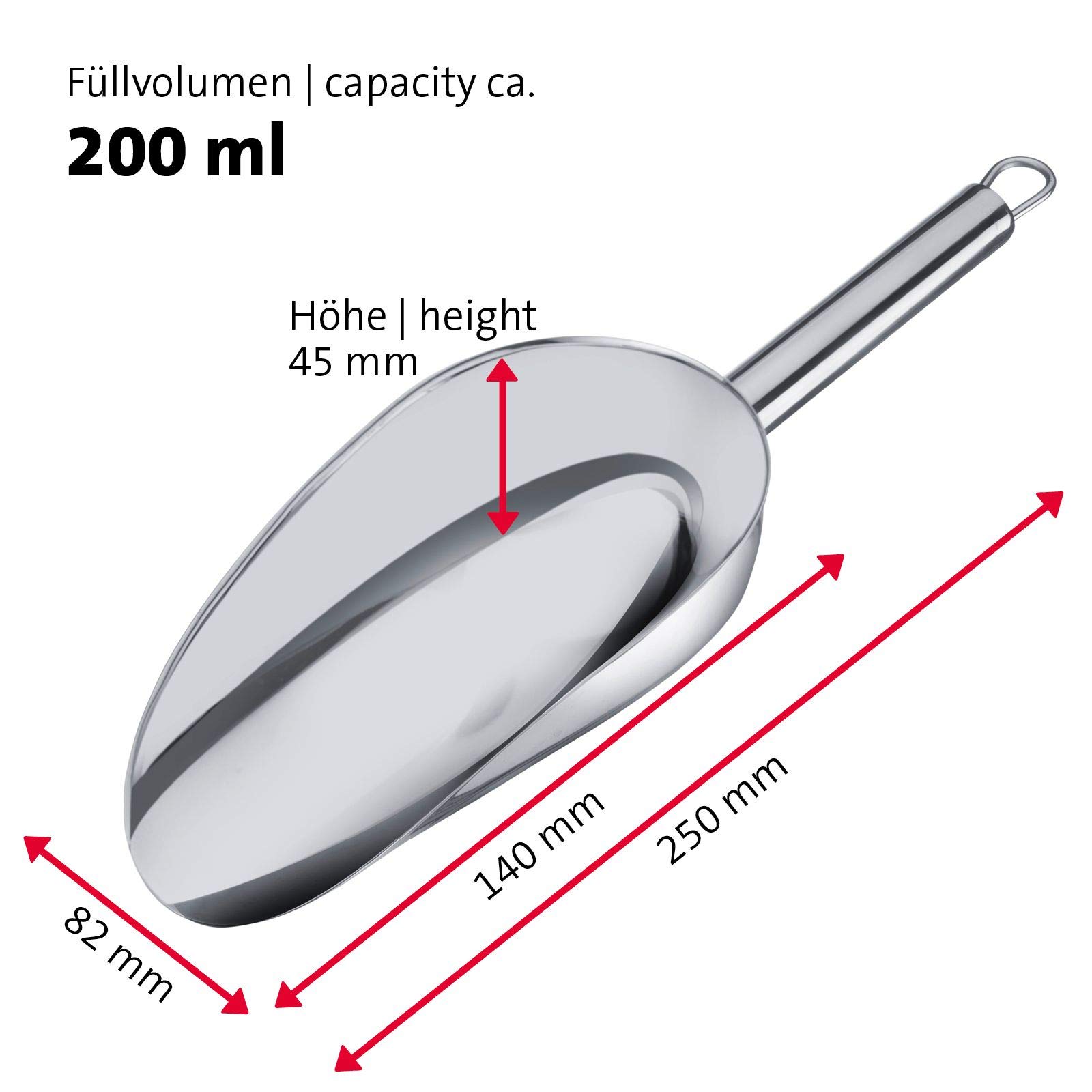 Westmark Paletta per pesare/riempire, Capacità: 200 ml (ca. 200 g di farina), Acciaio inox, Halia, Argento, 91042270