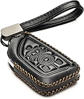 Vista 13 de Vitodeco - Funda de llave inteligente de cuero con llavero de cuero compatible para Chevrolet Corvette (modelos 2020 - 2026) - 7 botones, Negro/Rojo