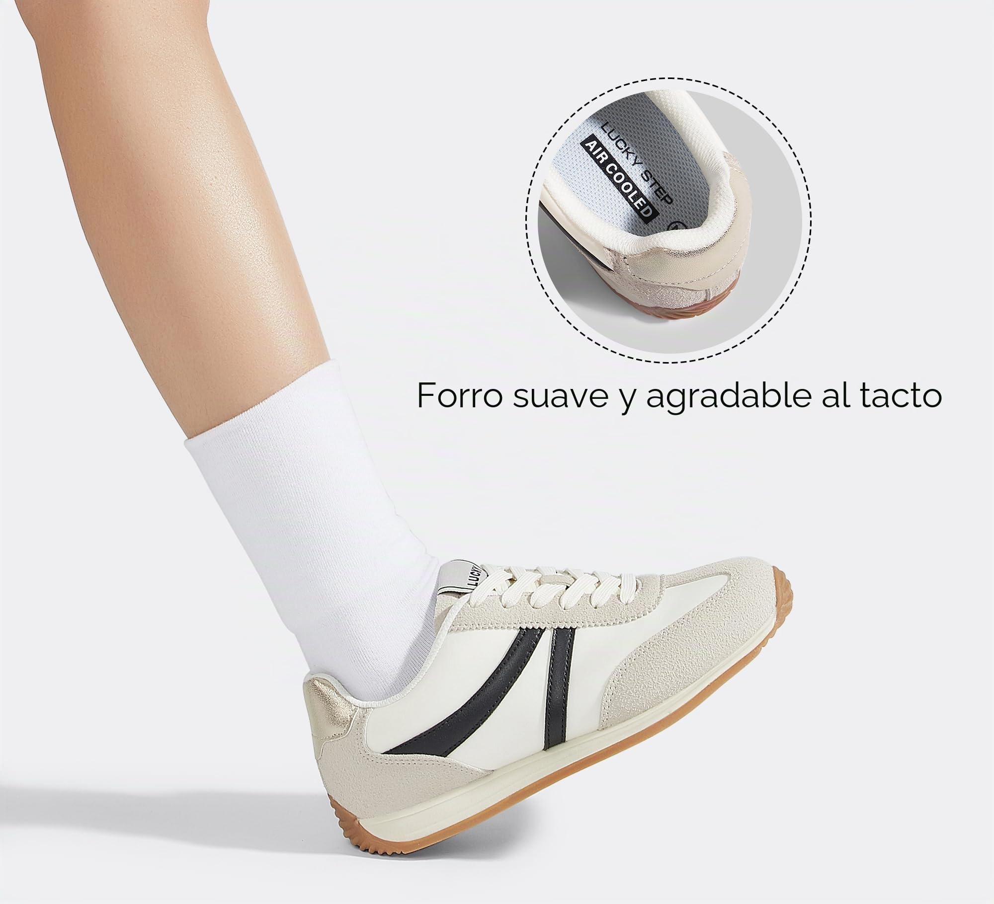 LUCKY STEP Zapatillas Deportivas Retro para Mujer - Suela Antideslizante y Interior Transpirable, Zapatos Ligeros de Ocio para el Día a Día y Paseos Urbanos