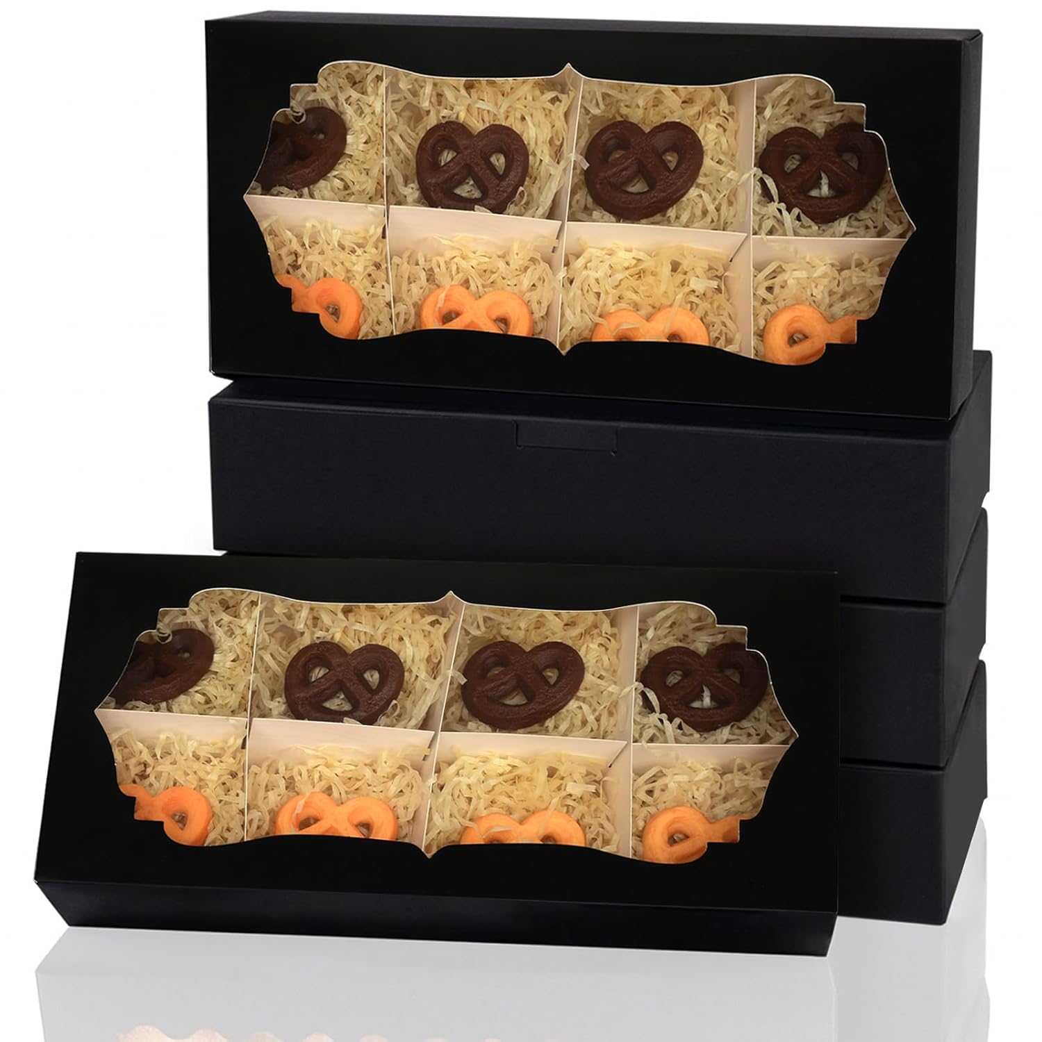 qiqee Christmas Cookie Box with Window 12x8x2.5 inch 12Packs Auto-pop up Two Uses One Second Folding Pastry Biscuit Bakery Box For Packaging