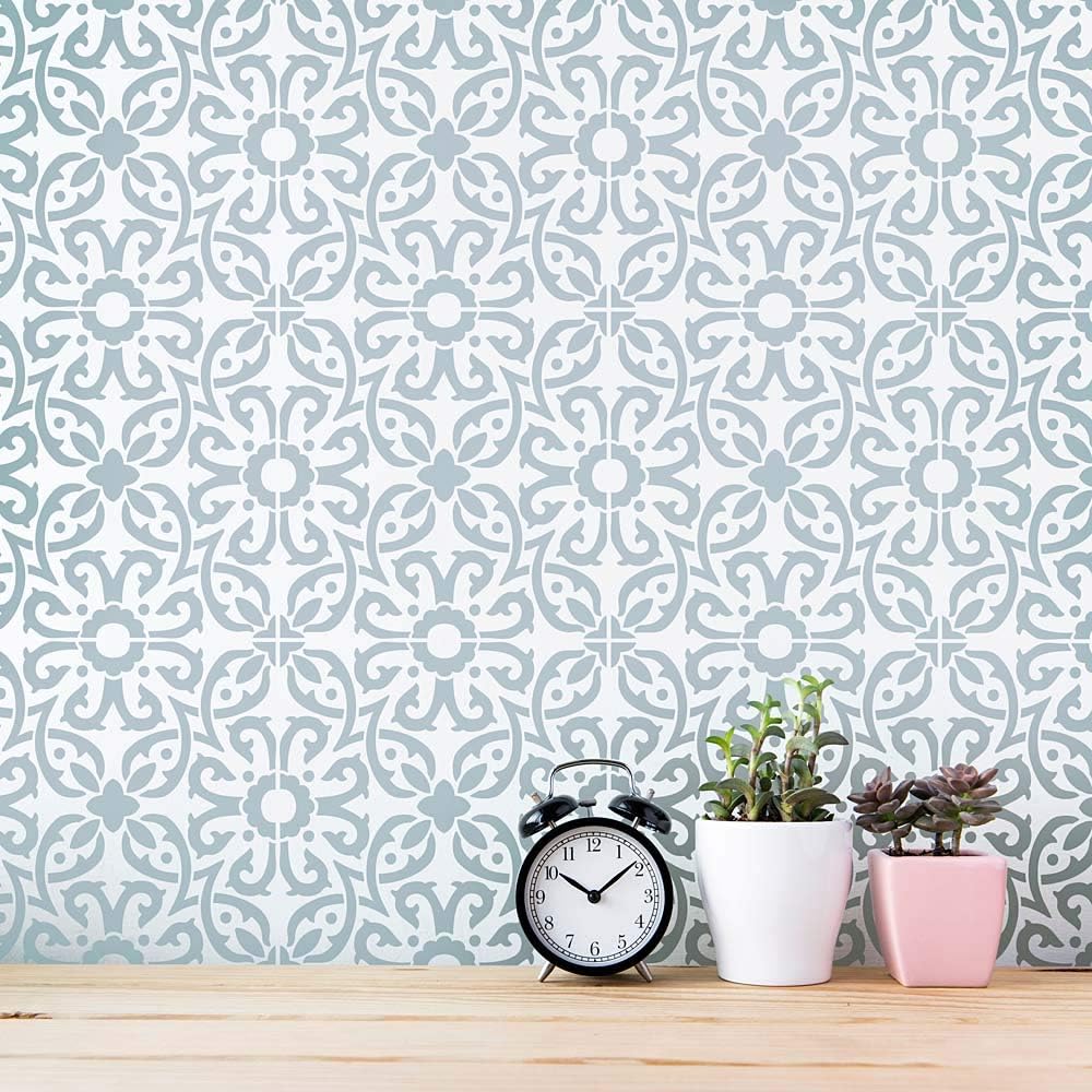 Elegant Tile Stencil - Tile Stencils for Painting Tile Floor - Reusable Tile Stencils for Linoleum and Cement Floors - Paint Your Old Tile and Save - Stencils for Painting Floors (Small 6x6)