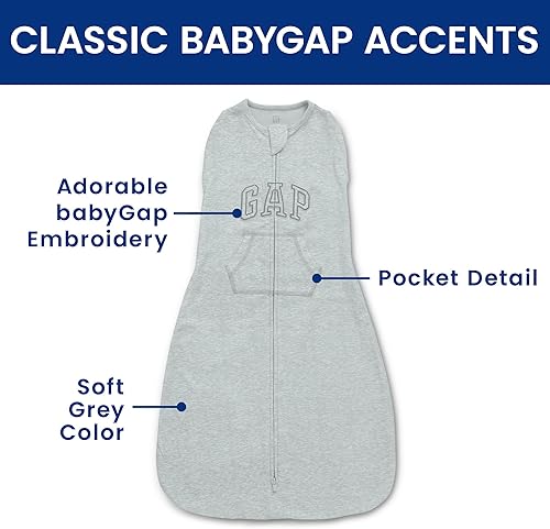 Miniatura 5 de Delta Children Gap babyGap TrueSleep - Saco de dormir con cremallera, 100% algodón orgánico, certificación GOTS y Oeko-Tex 100, cierre de 2 vías,