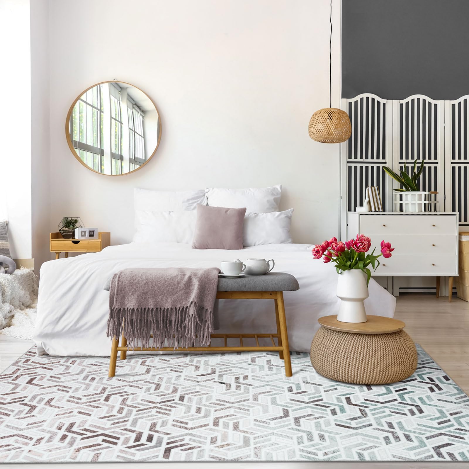 Coronado 9x12 Area Rugs, Modern Geometric Faux Cowhide