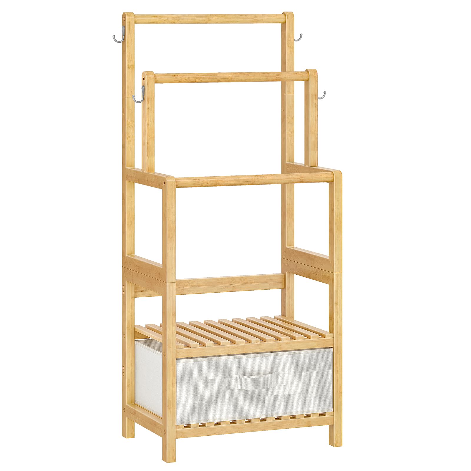HOOBRO Portasciugamani in bambù, Portacoperte con Ripiano EYL22LB01
