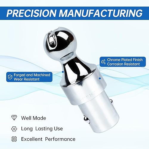 Miniatura 3 de Lrichy 60629 Bola de cuello de cisne, bola GTW de 2-516 pulgadas, 30000 libras, se adapta a Chevrolet Ford GMC Nissan Titan XD Ram Puck, cromada