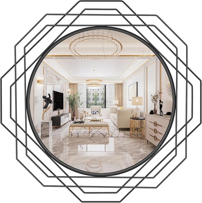 30'' Circle Mirror Bathroom Mirror Black Round Mirrors for Wall Decor Modern