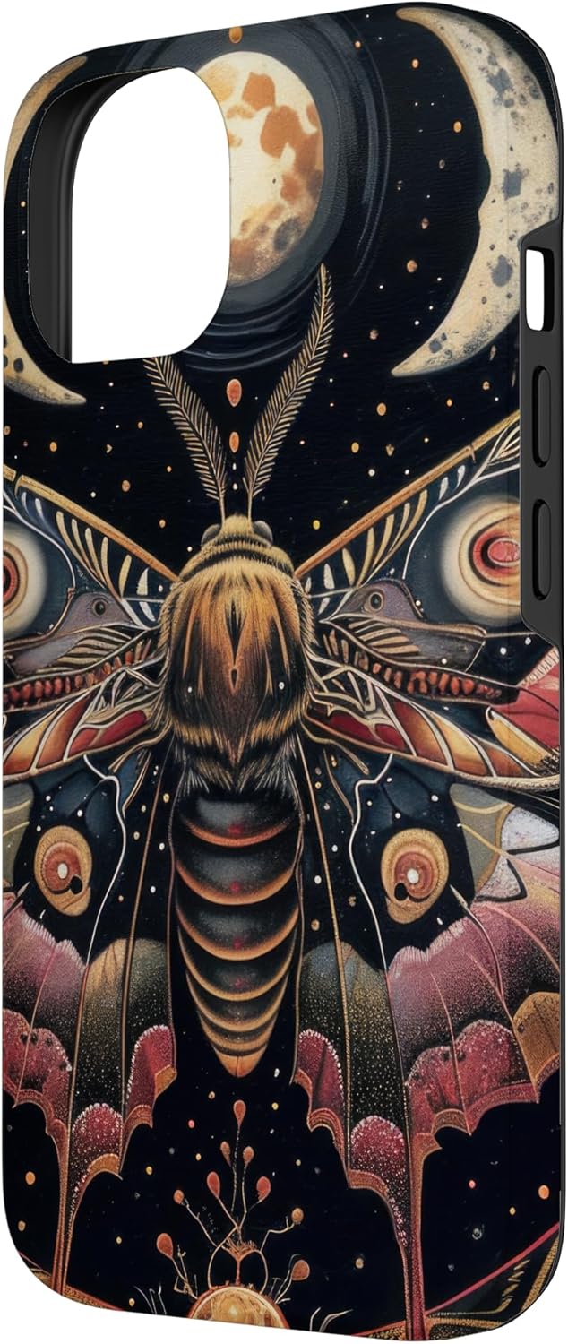 Moon Phases Witchy Moth Pastel Goth Case for iPhone 14